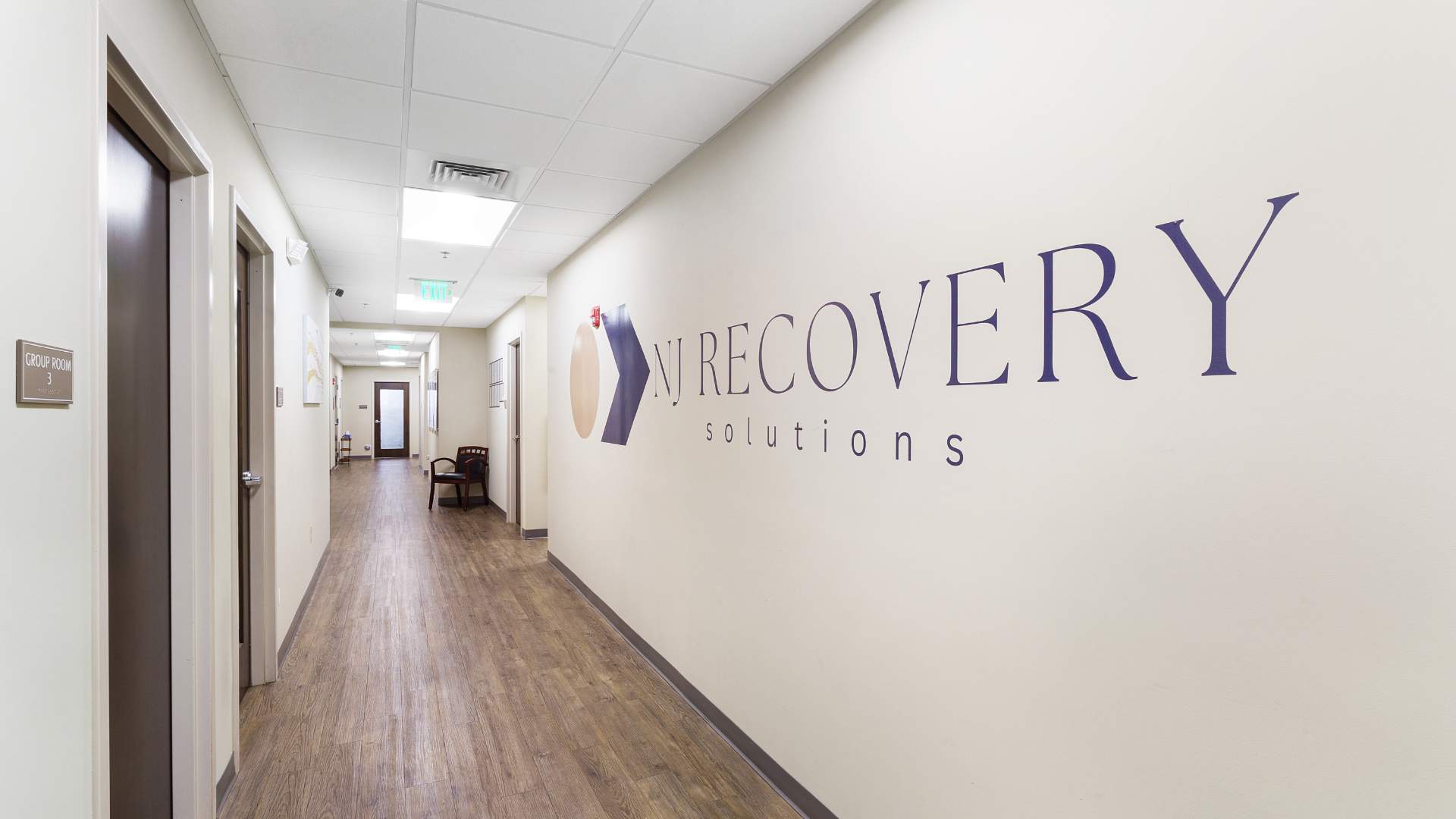 Hallway inside a Mental Health Treatment facility in New Jersey at NJ Recovery Solutions, designed to create a calm and welcoming environment